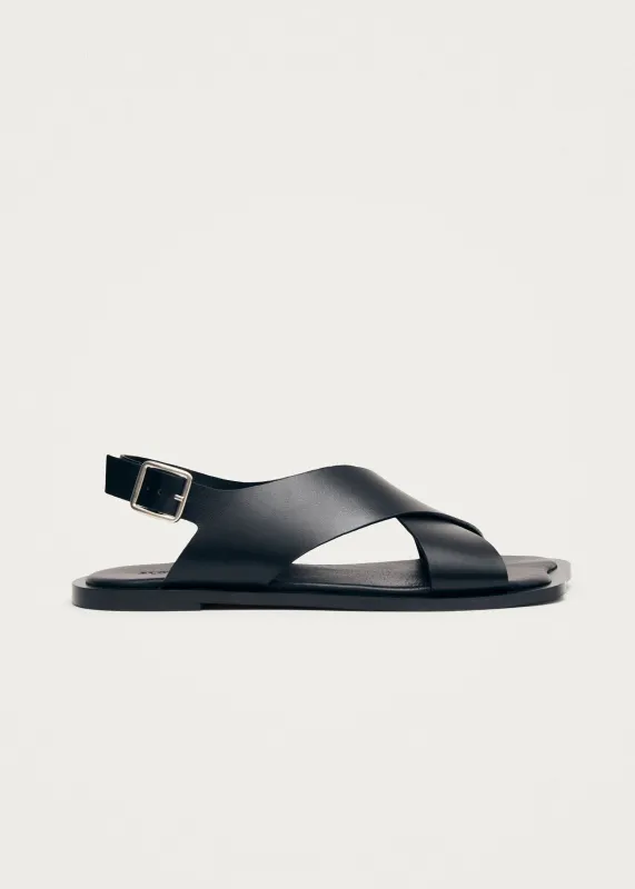 Nalu Black Leather Sandals made by Alohas