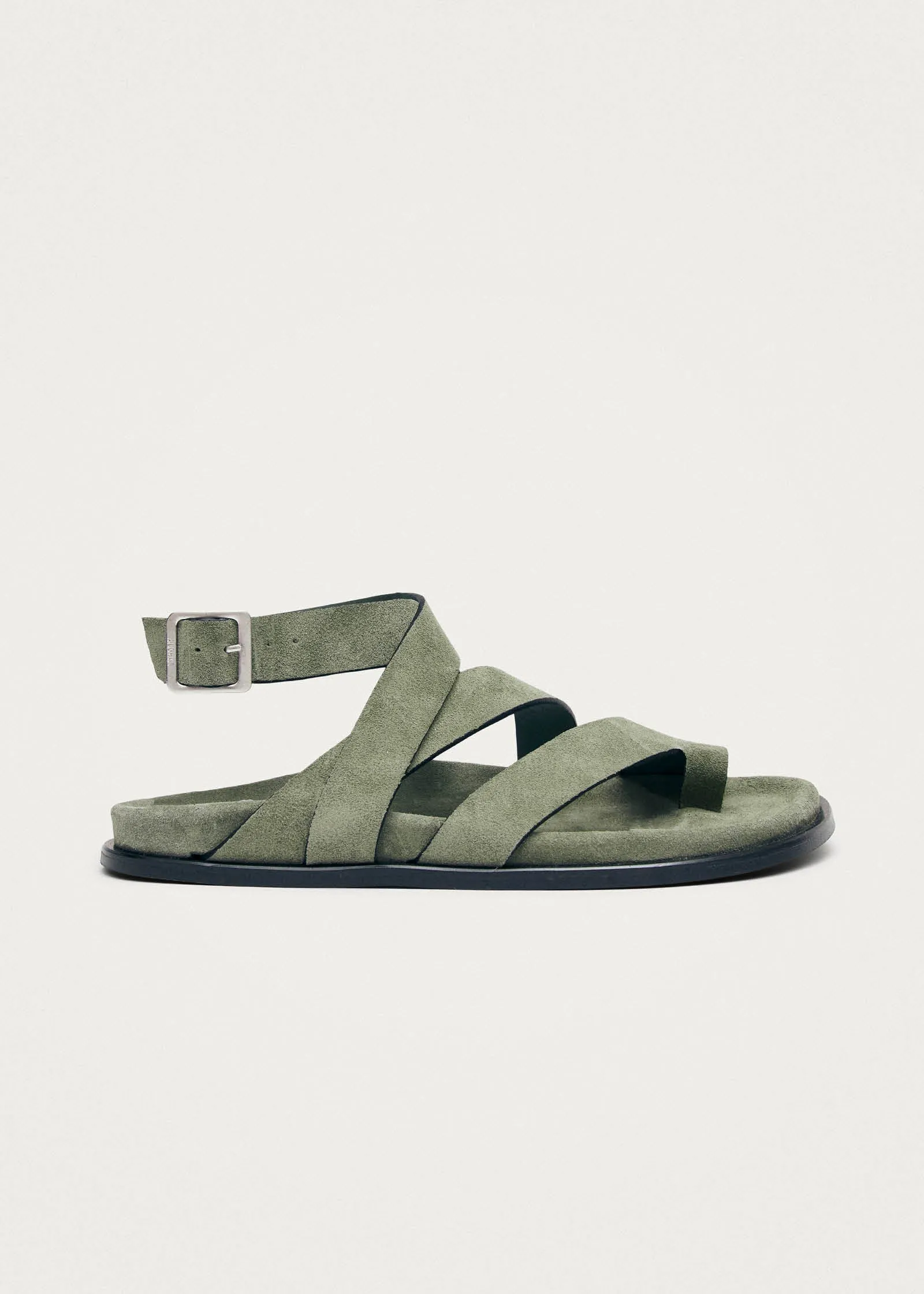 Tide Suede Green Leather Sandals sold by Alohas