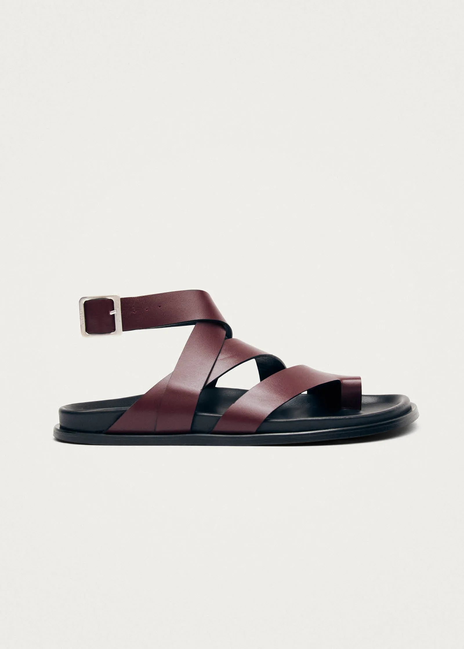 Tide Burgundy Leather Sandals sold by Alohas
