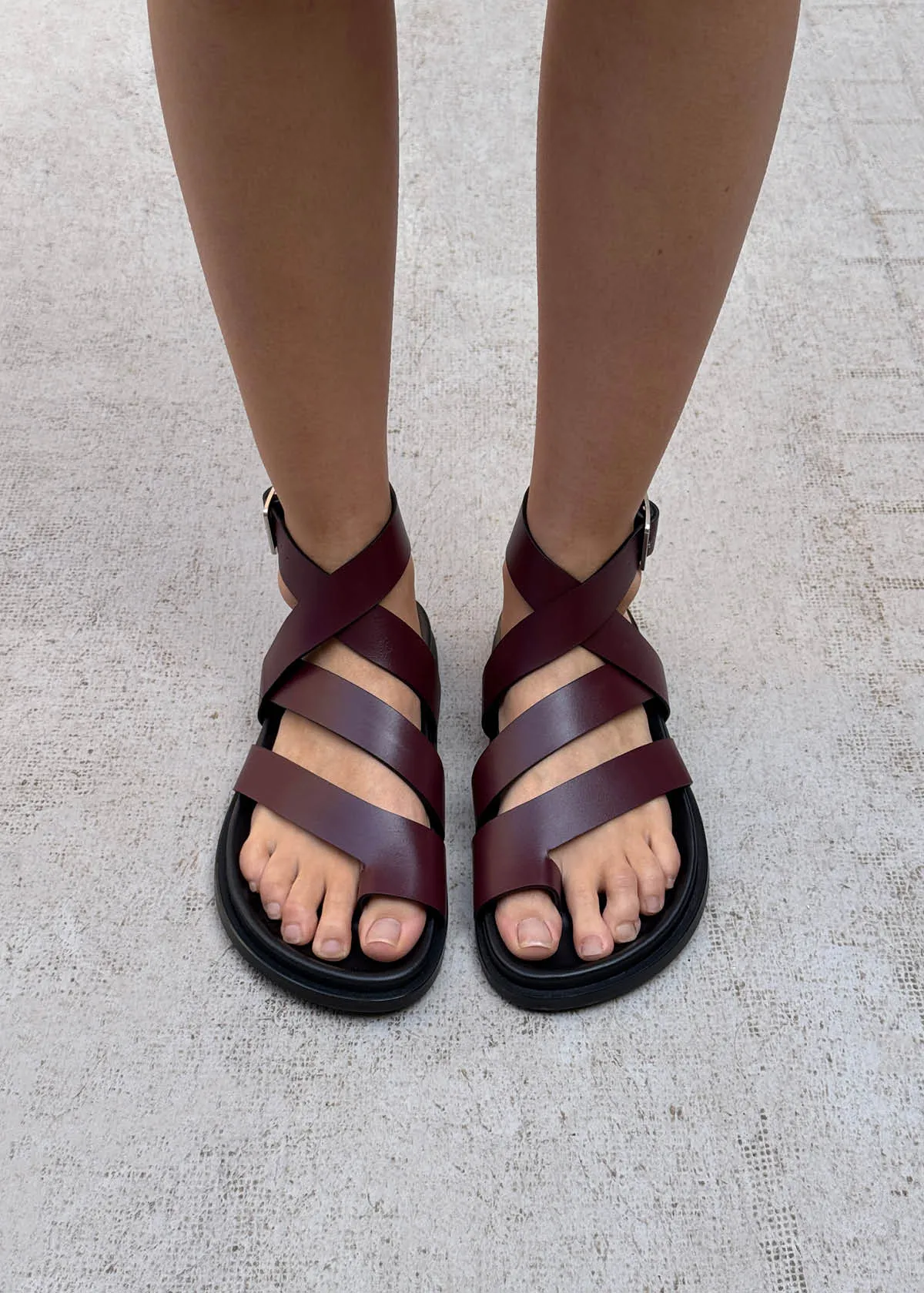 Tide Burgundy Leather Sandals sold by Alohas product image thumbnail 2
