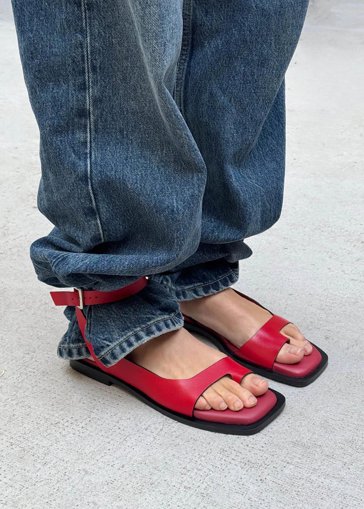 Tebas Red Leather Sandals sold by Alohas product image thumbnail 2