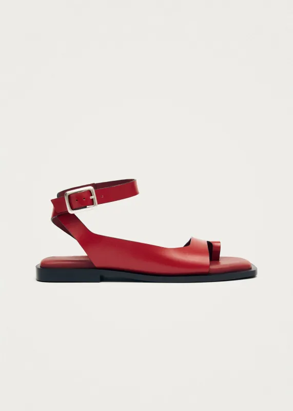 Tebas Red Leather Sandals made by Alohas