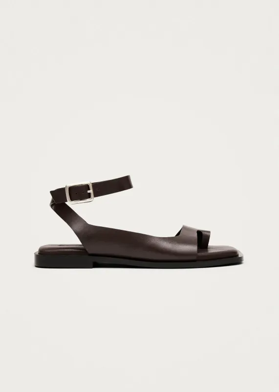 Tebas Brown Leather Sandals made by Alohas