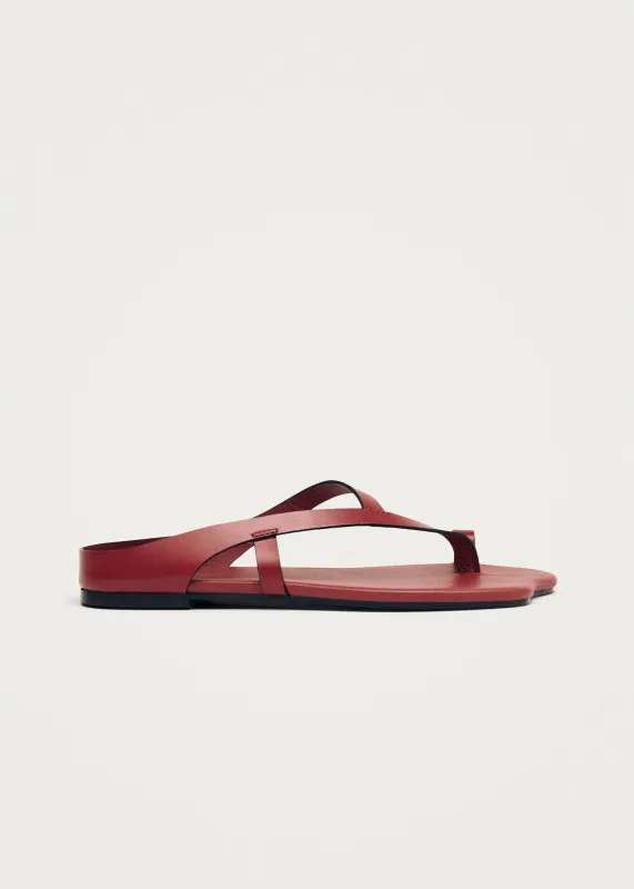 Dawn Red Leather Sandals made by Alohas
