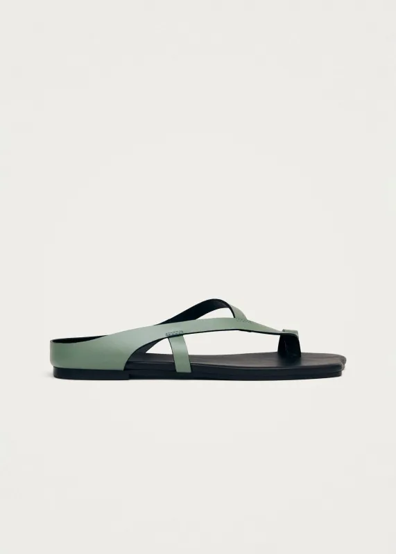 Dawn Green Leather Sandals made by Alohas
