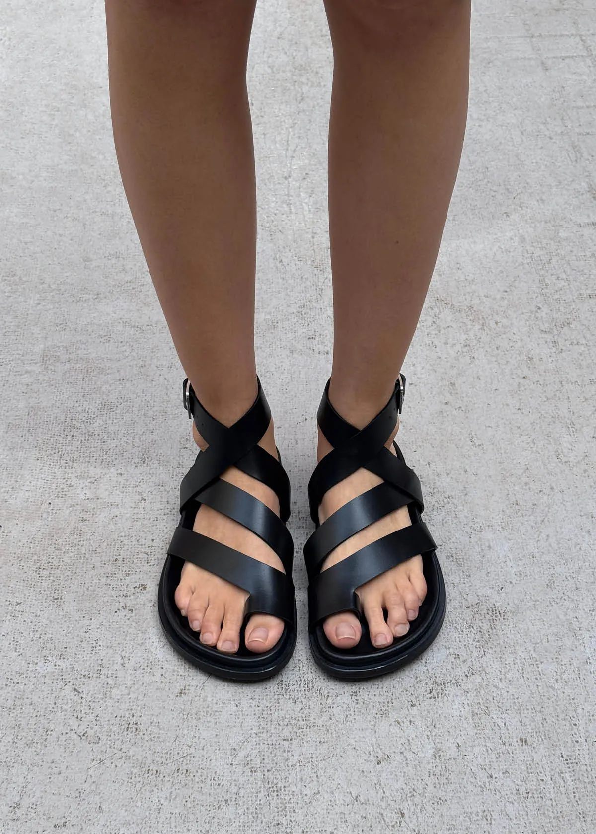Tide Black Leather Sandals sold by Alohas product image thumbnail 2
