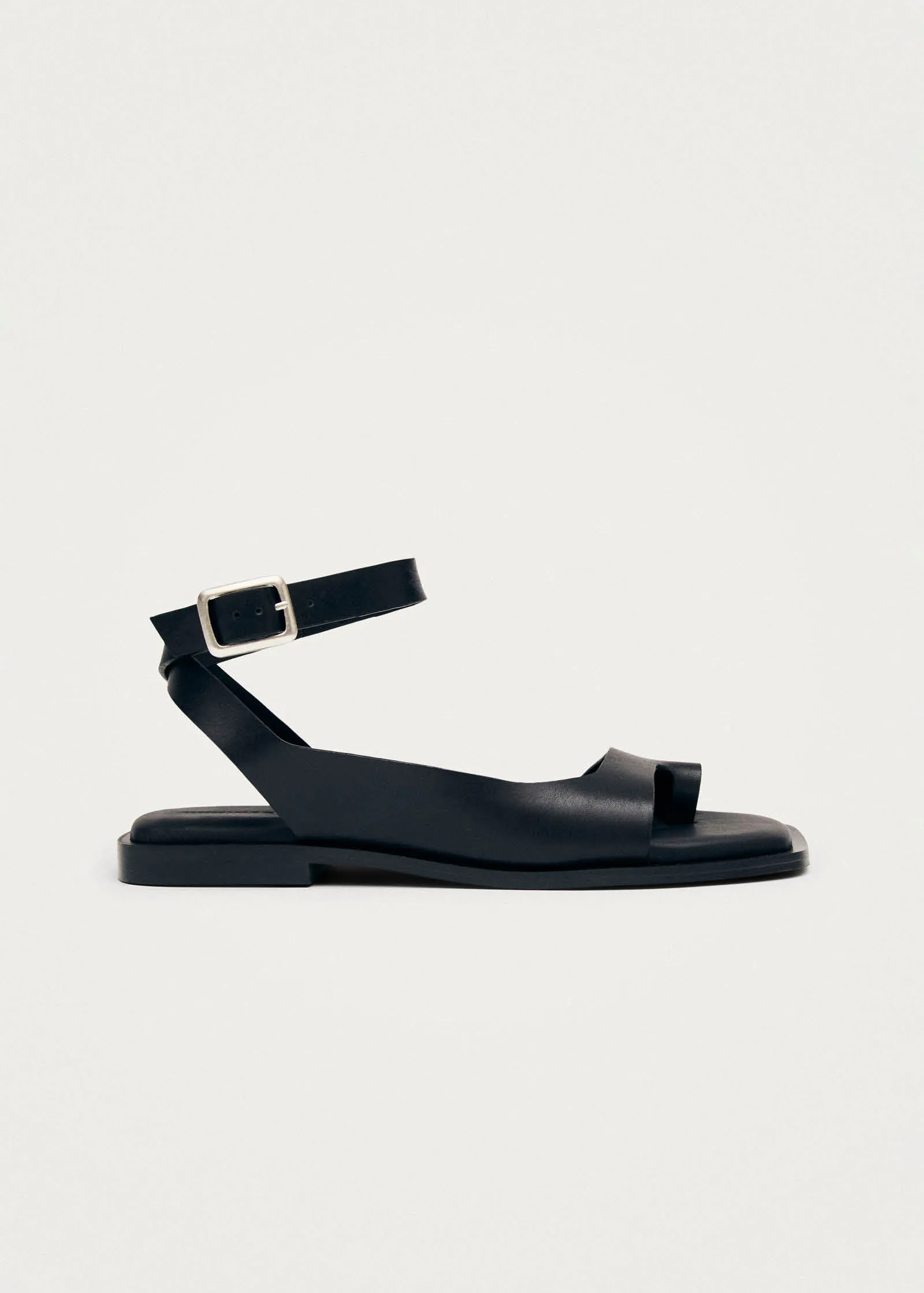 Tebas Black Leather Sandals sold by Alohas