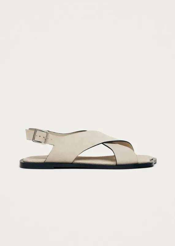 Nalu Suede Beige Leather Sandals made by Alohas
