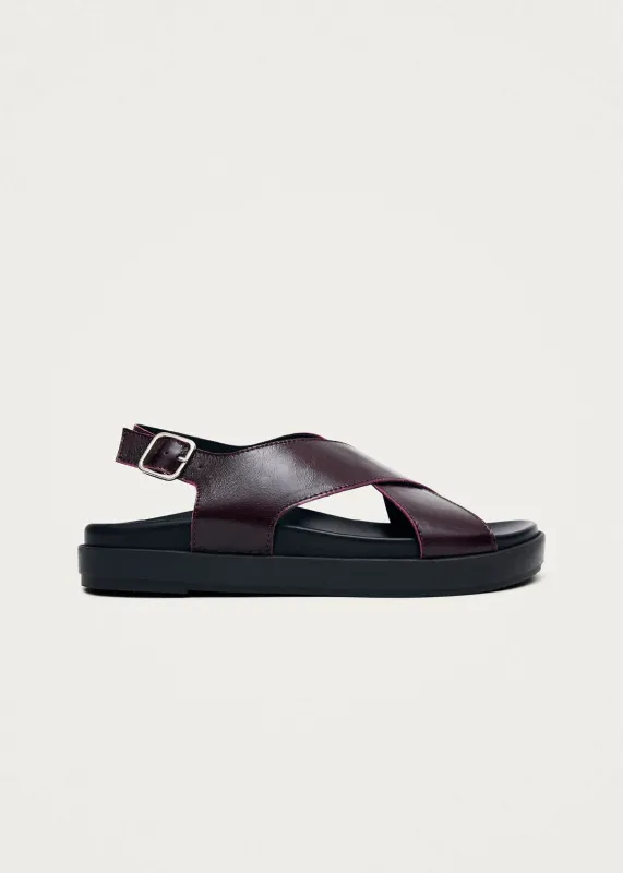Nico Rift Burgundy Leather Sandals made by Alohas