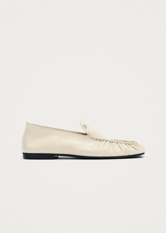 Gabe Rift Cream Leather Loafers made by Alohas
