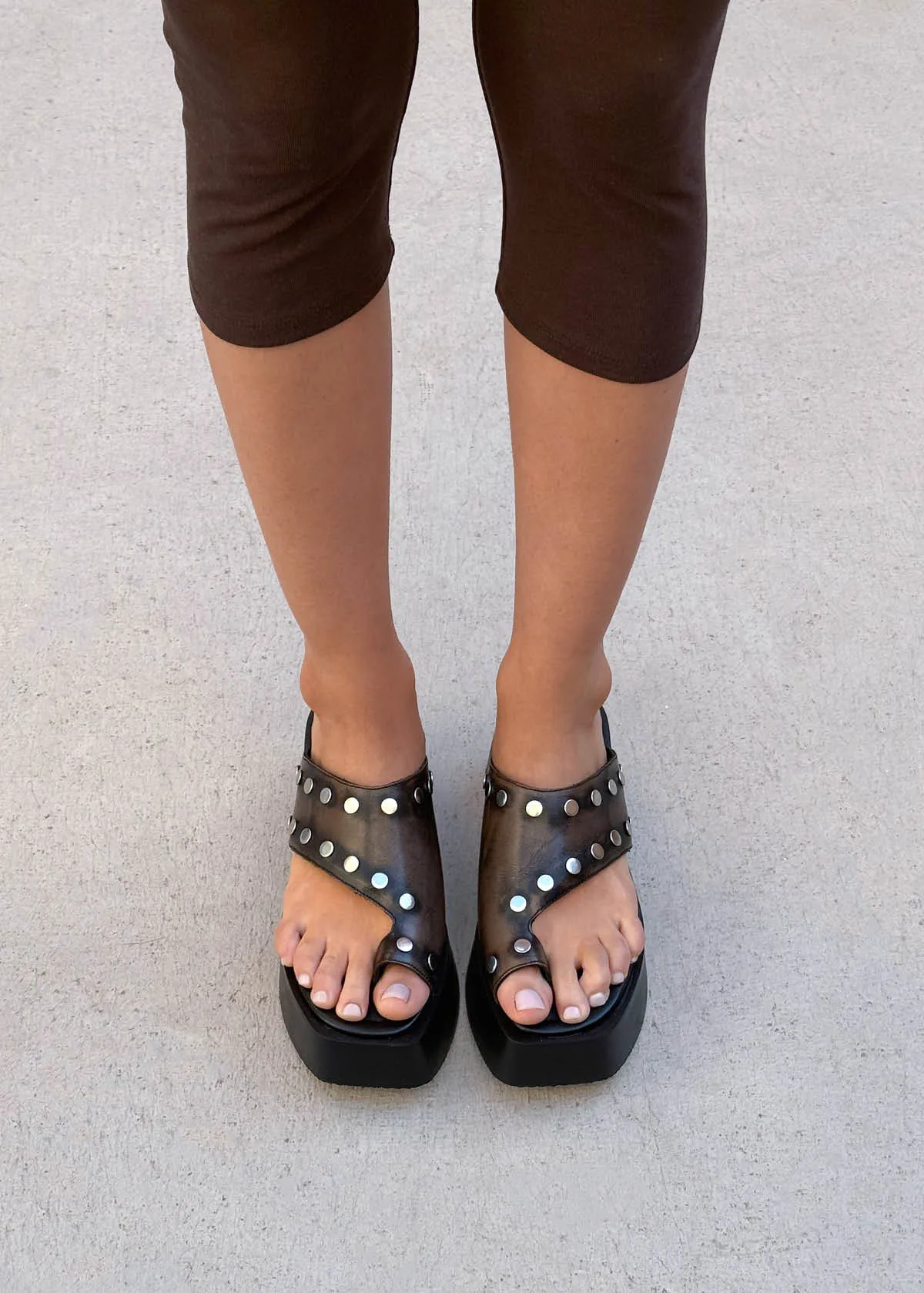 Nova Studs Vintage Effect Brown Leather Sandals sold by Alohas product image thumbnail 2