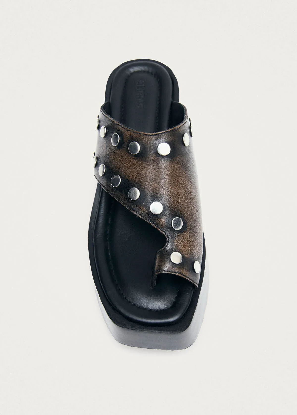 Nova Studs Vintage Effect Brown Leather Sandals sold by Alohas product image thumbnail 5