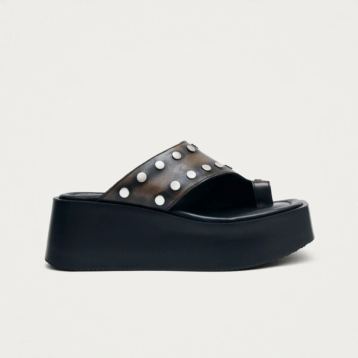 Nova Studs Vintage Effect Brown Leather Sandals sold by Alohas product image thumbnail 3