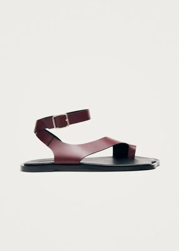 Honu Burgundy Leather Sandals made by Alohas