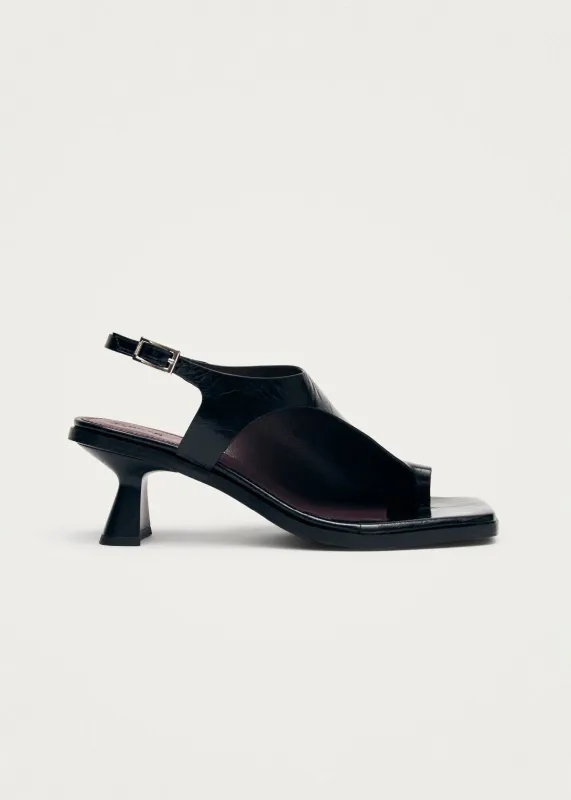 Mahina Rift Black Leather Sandals made by Alohas