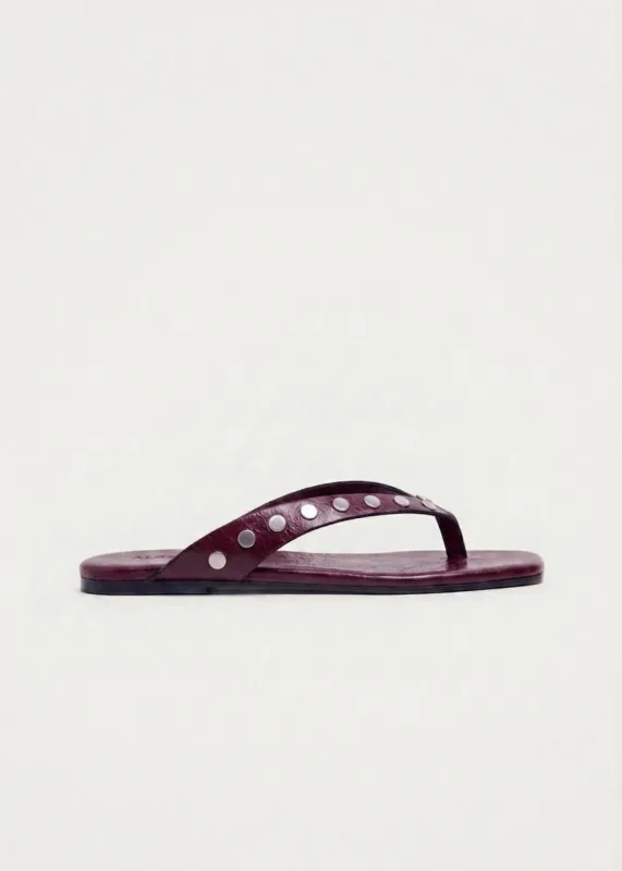 Ola Studs Rift Burgundy Leather Sandals made by Alohas