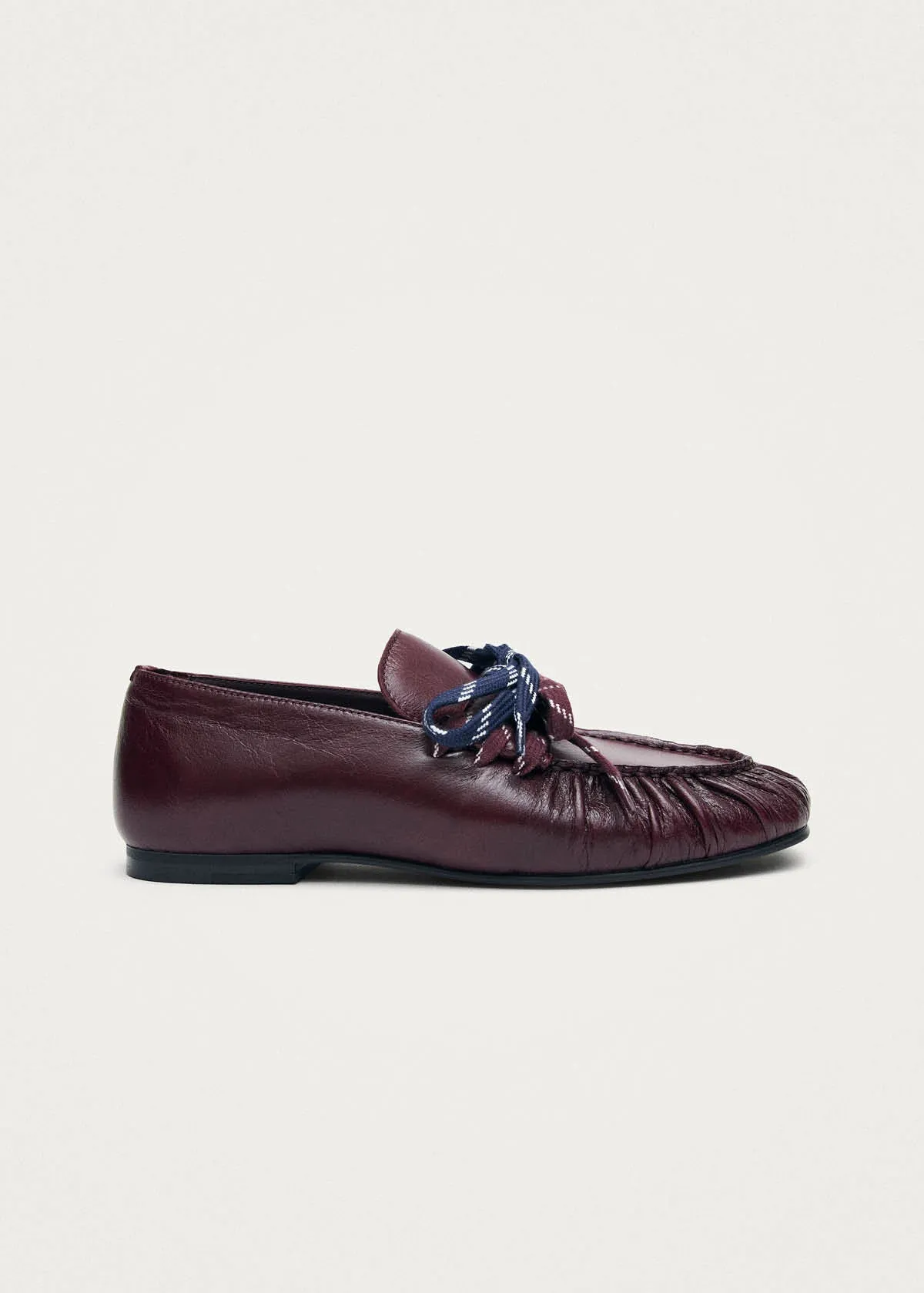 Aven Lace Rift Burgundy Leather Loafers sold by Alohas