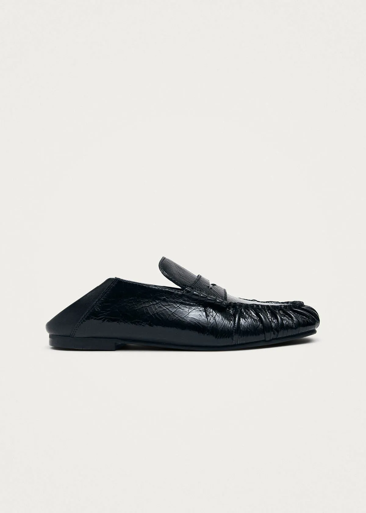 Aven Mule Patent Black Leather Loafers sold by Alohas