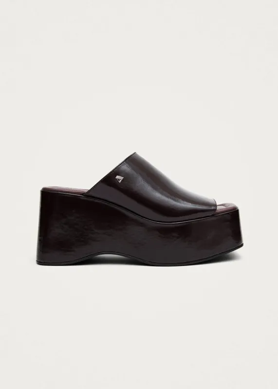 Vale Patent Brown Leather Sandals made by Alohas
