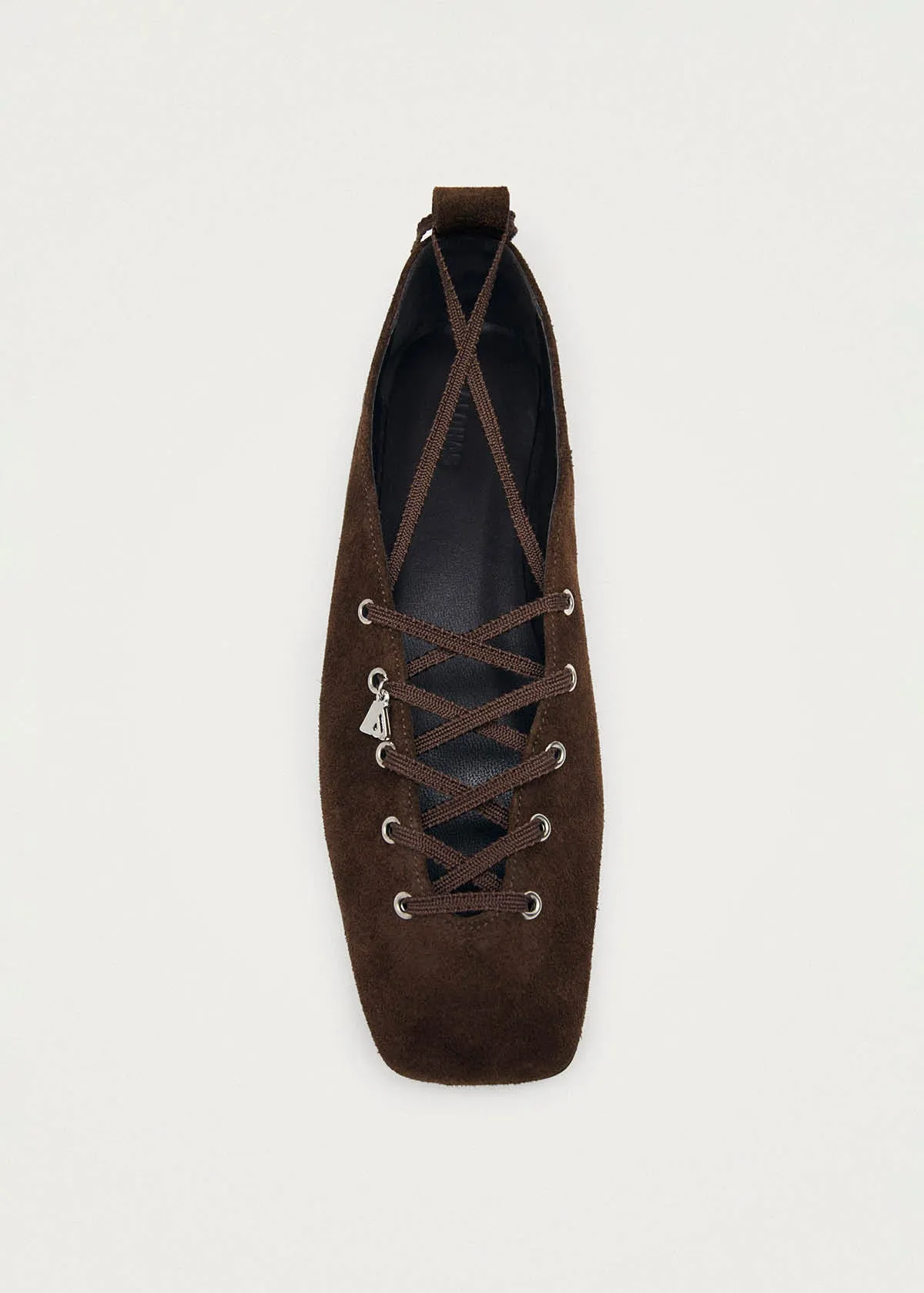 Suna Suede Brown Leather Ballet Flats sold by Alohas