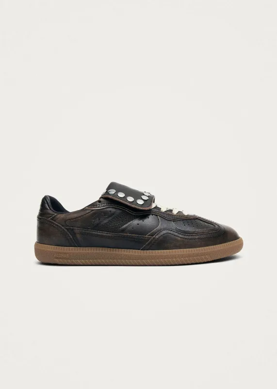 Tb.490 Club Studs Vintage Effect Brown Leather Sneakers made by Alohas
