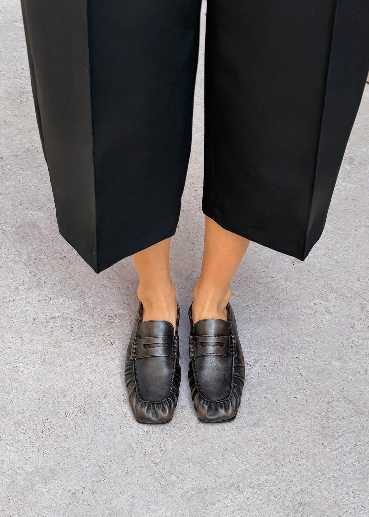 Sage Vintage Effect Brown Leather Loafers sold by Alohas product image thumbnail 2