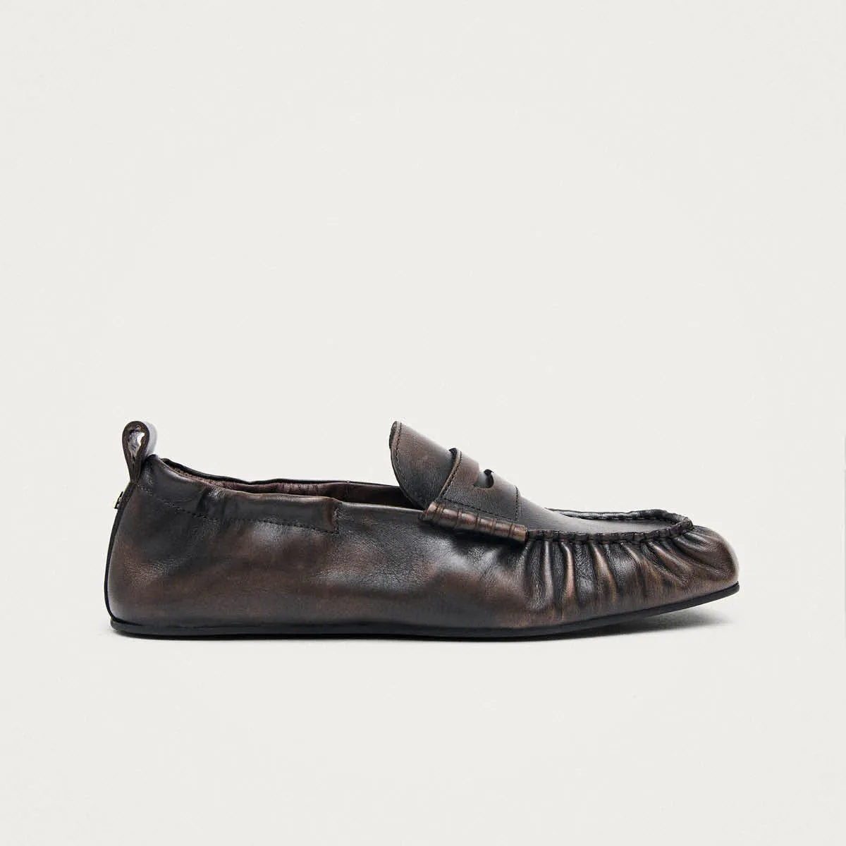 Sage Vintage Effect Brown Leather Loafers sold by Alohas product image thumbnail 3
