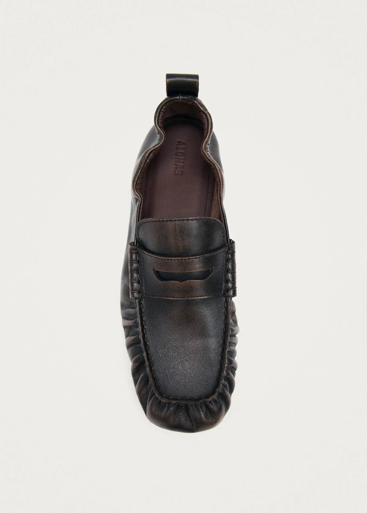 Sage Vintage Effect Brown Leather Loafers sold by Alohas product image thumbnail 5