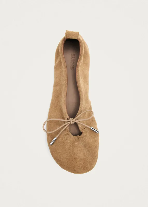 Rosalind Barefoot Suede Sand Leather Ballet Flats made by Alohas