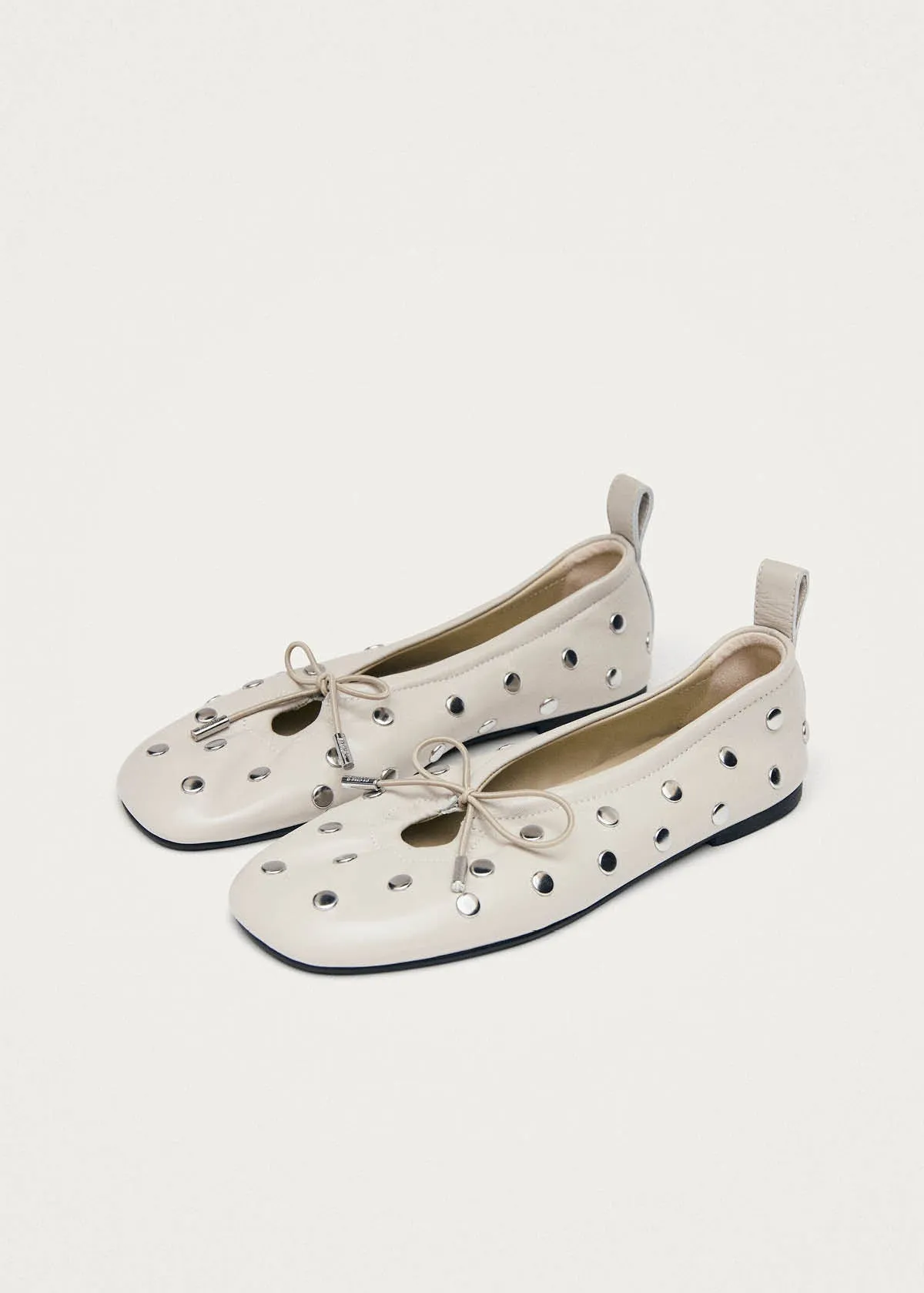 Rosalind All Studs Cream Leather Ballet Flats sold by Alohas product image thumbnail 5