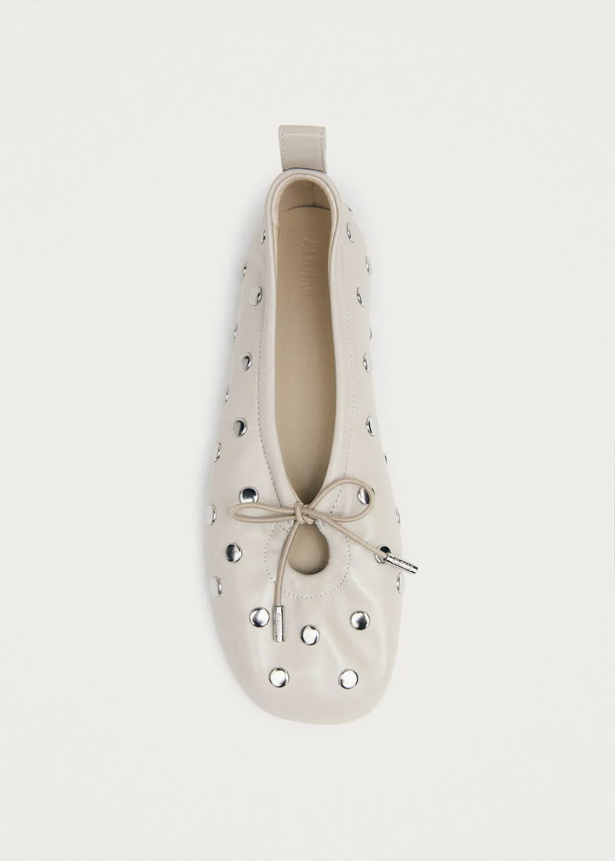 Rosalind All Studs Cream Leather Ballet Flats sold by Alohas