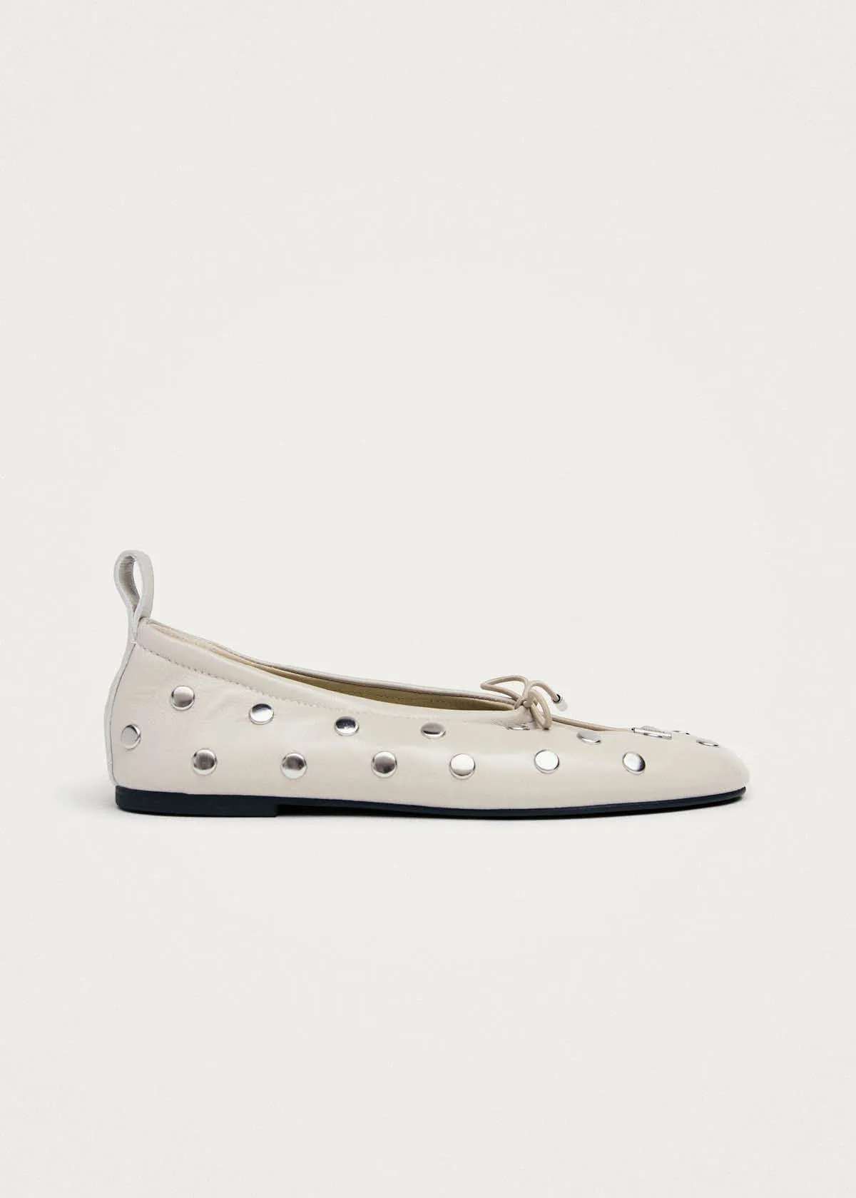 Rosalind All Studs Cream Leather Ballet Flats sold by Alohas product image thumbnail 4