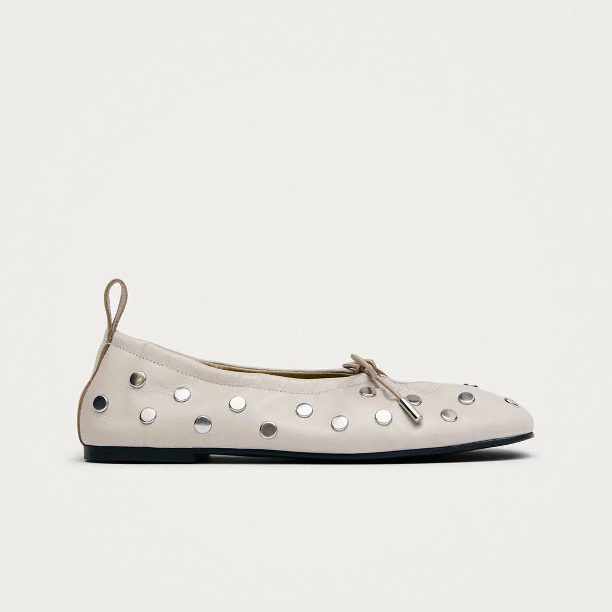 Rosalind All Studs Cream Leather Ballet Flats sold by Alohas product image thumbnail 3