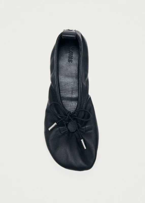 Rosalind Barefoot Black Leather Ballet Flats made by Alohas