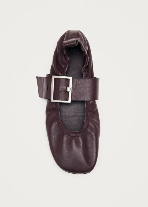 Sarea Burgundy Leather Ballet Flats made by Alohas