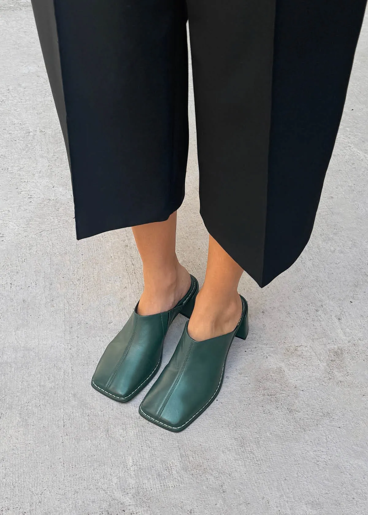 Lex Dark Green Leather Mules sold by Alohas product image thumbnail 2