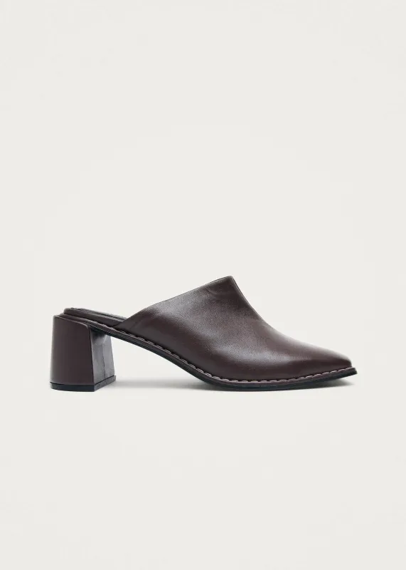 Lex Dark Chocolate Leather Mules made by Alohas