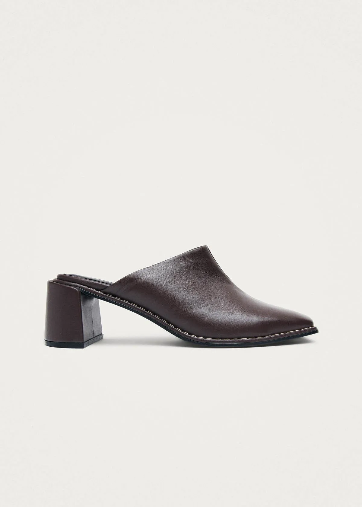 Lex Dark Chocolate Leather Mules sold by Alohas