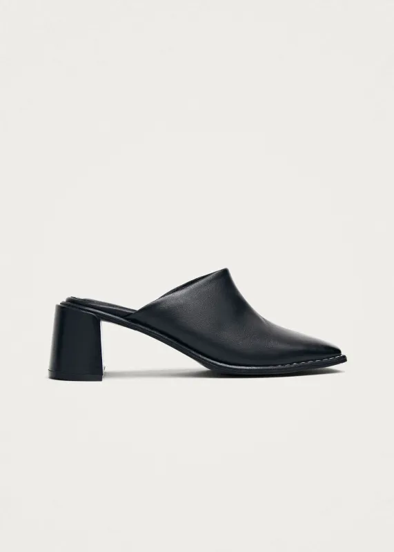 Lex Black Leather Mules made by Alohas