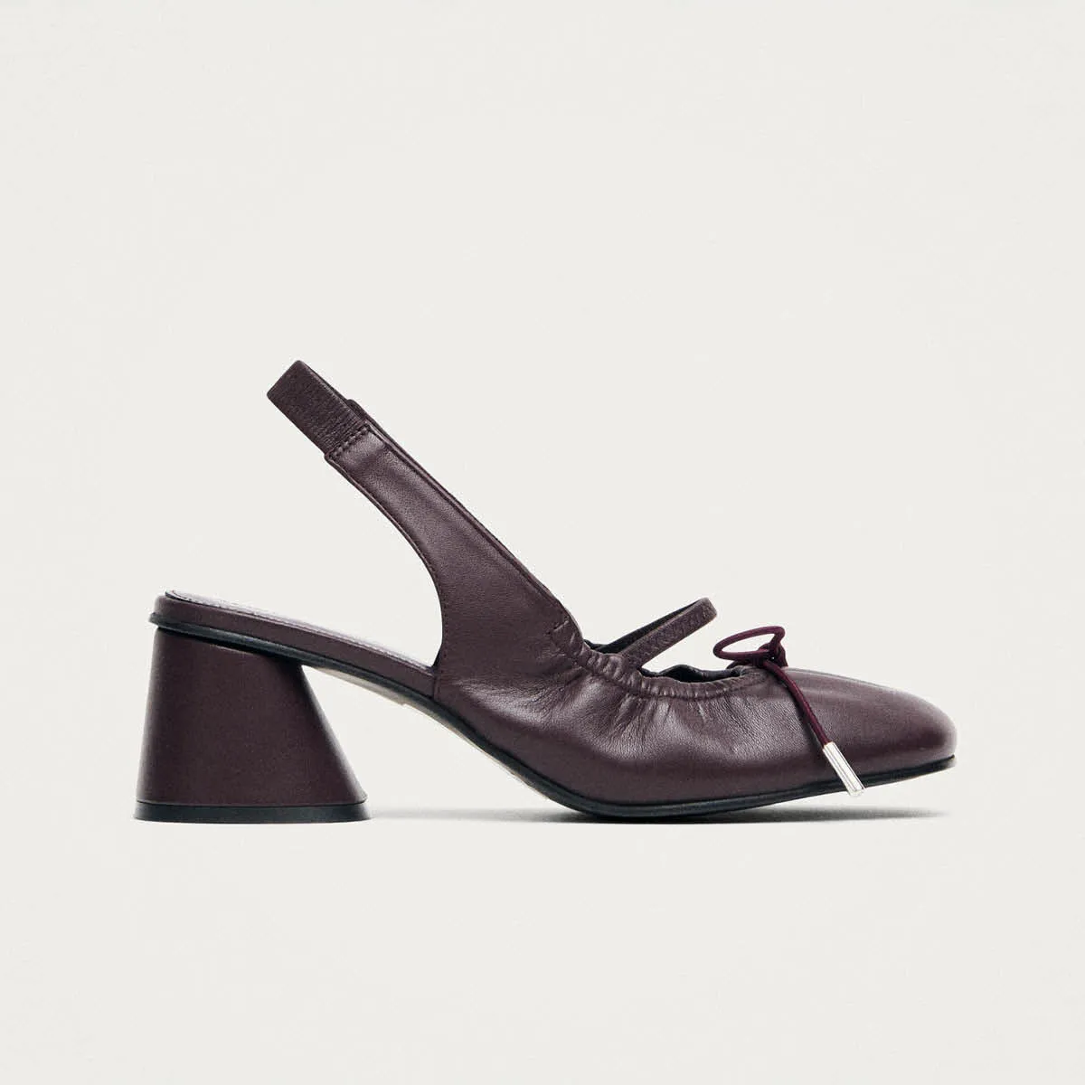 Marly Burgundy Leather Pumps sold by Alohas product image thumbnail 3