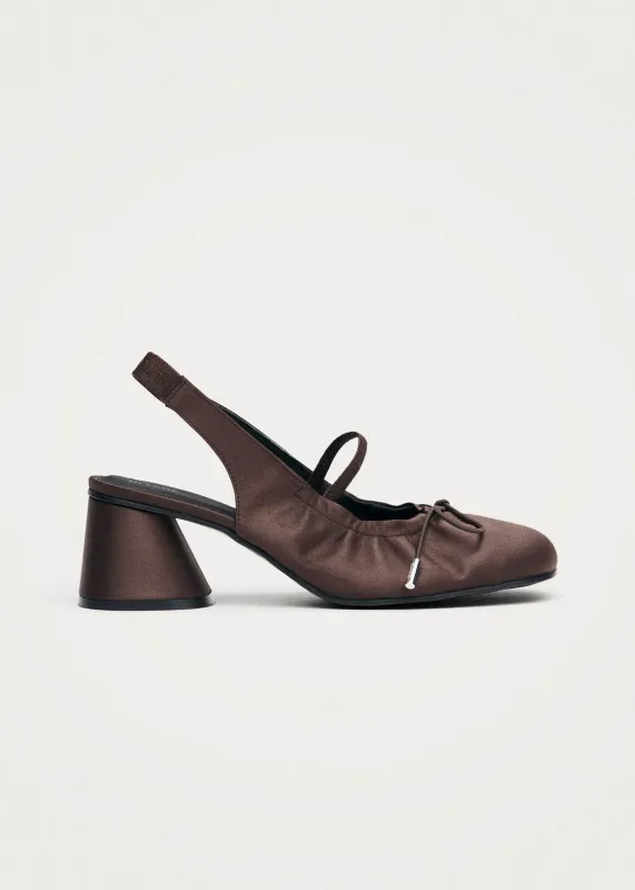 Marly Silky Dark Chocolate Textile Pumps made by Alohas