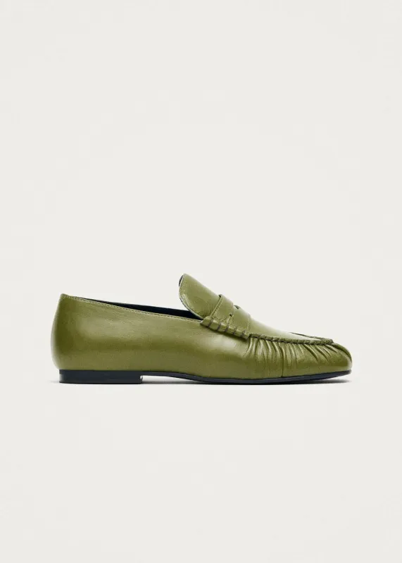 Aven Rift Green Leather Loafers made by Alohas