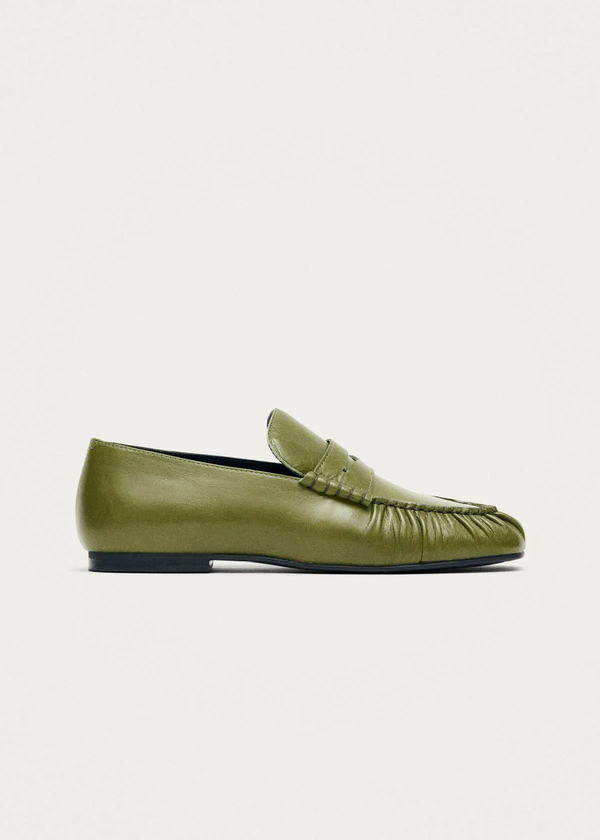 Aven Rift Green Leather Loafers sold by Alohas