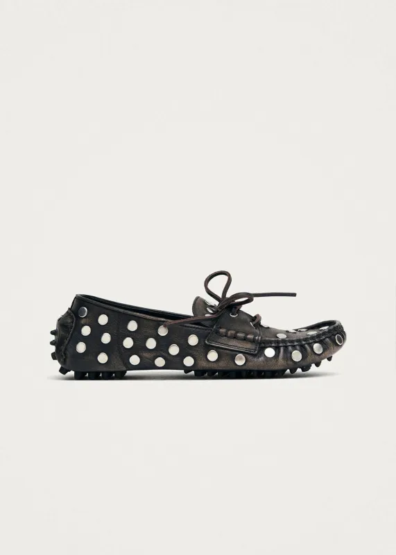 Calum Vintage Effect Brown Leather Loafers made by Alohas