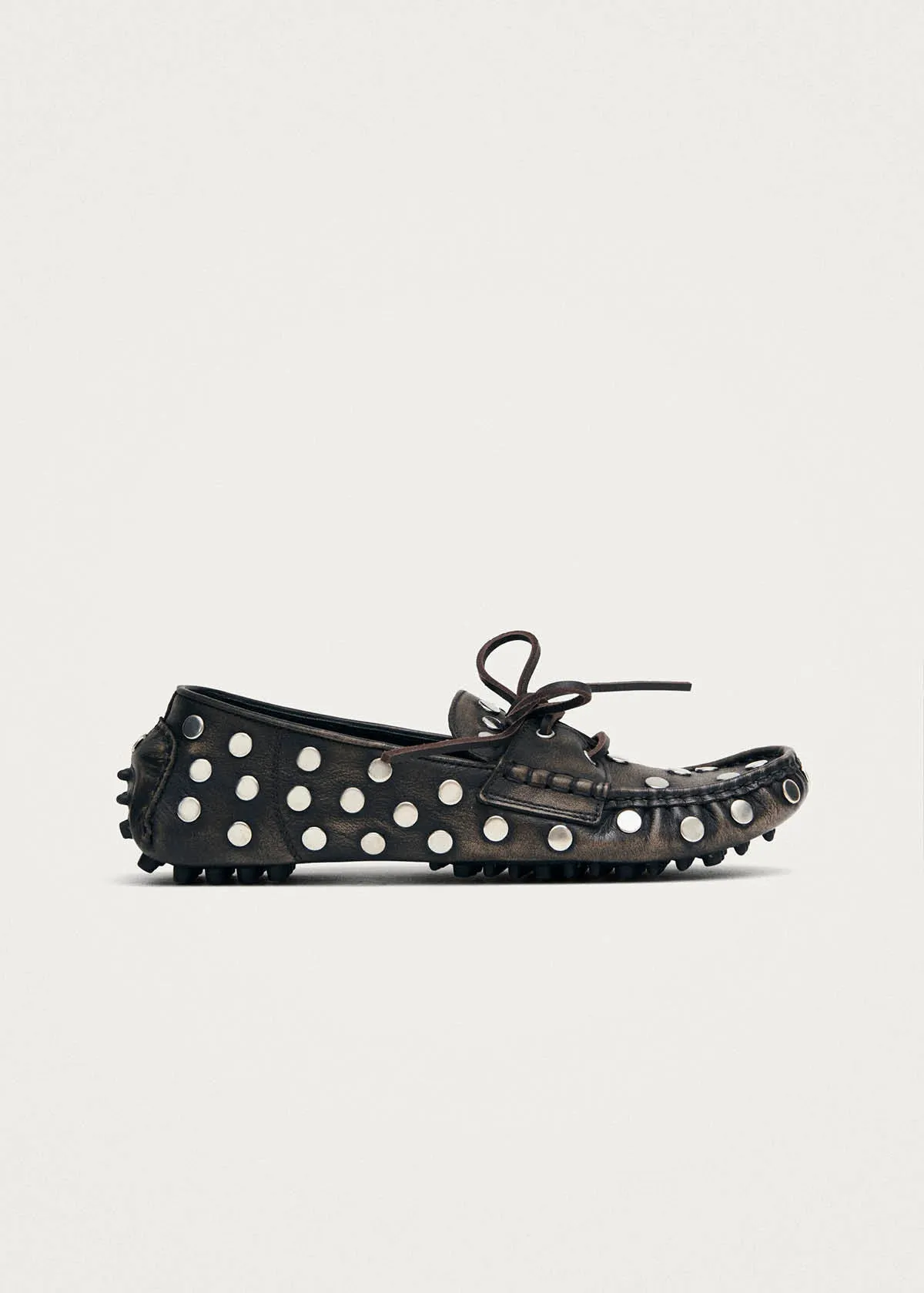 Calum Vintage Effect Brown Leather Loafers sold by Alohas