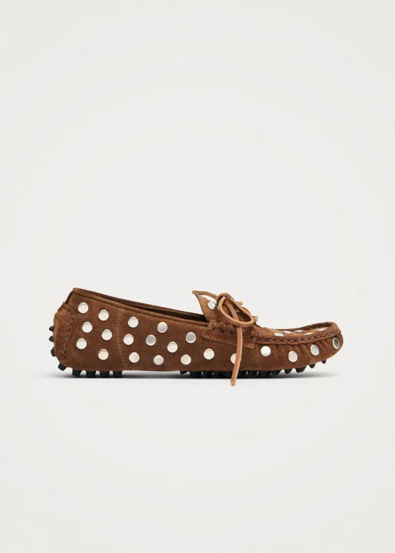 Calum Suede Cognac Leather Loafers made by Alohas