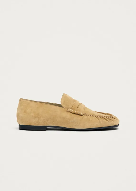 Aven Suede Sand Leather Loafers made by Alohas