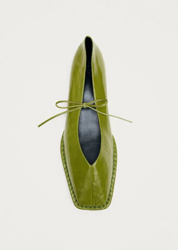 Sway Patent Green Leather Ballet Flats made by Alohas