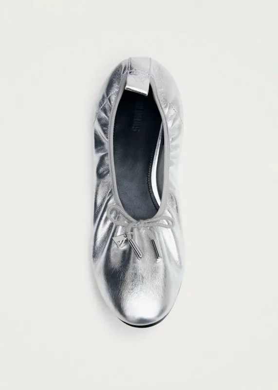 Elena Shimmer Silver Leather Ballet Flats made by Alohas