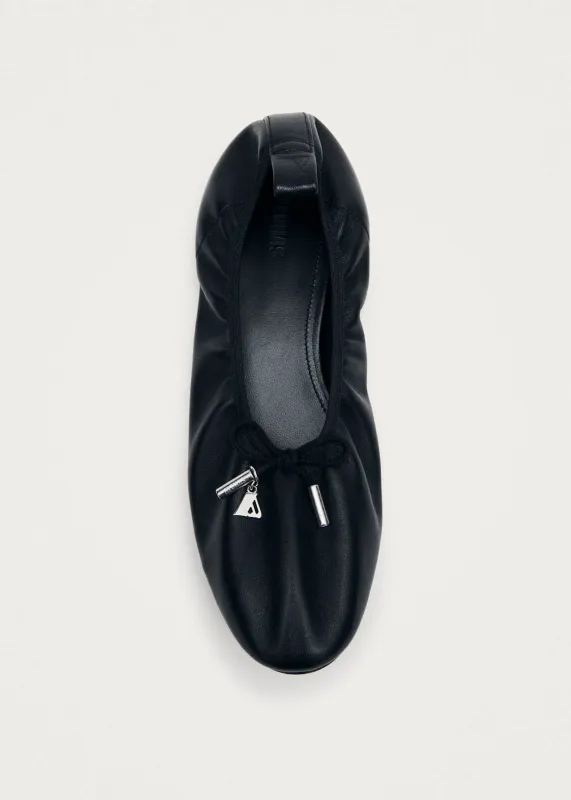 Elena Black Leather Ballet Flats made by Alohas